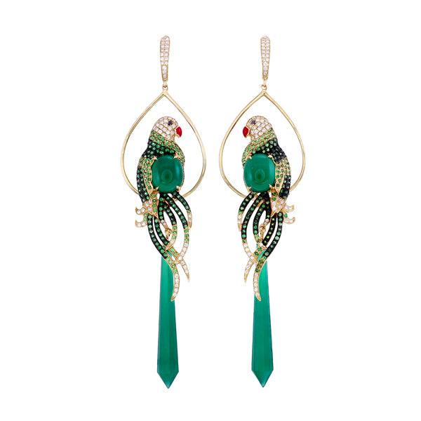 Green Parrot Earring