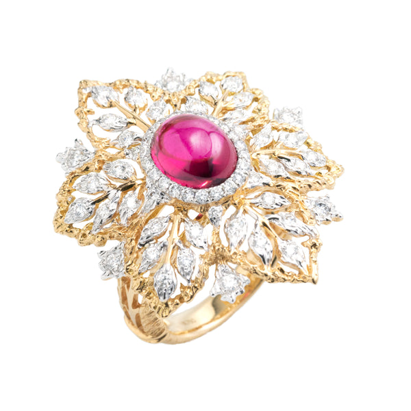 Pink Tourmaline Snowflake Diamond Ring