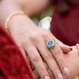Tanzanite Emerald Love Ring
