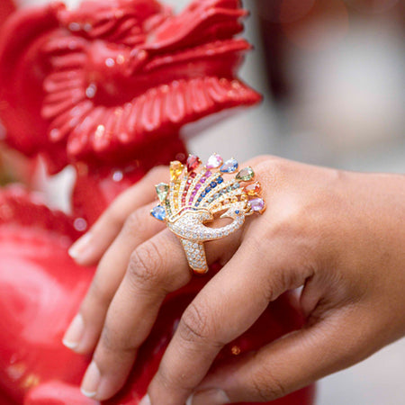 The Rainbow Peacock Ring