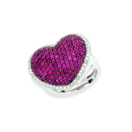 Heart Shape Darling Ruby Pave Diamond Ring