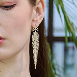 Feather Shoulder Duster Earrings In Gold