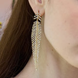 Feather Shoulder Duster Earrings In Gold