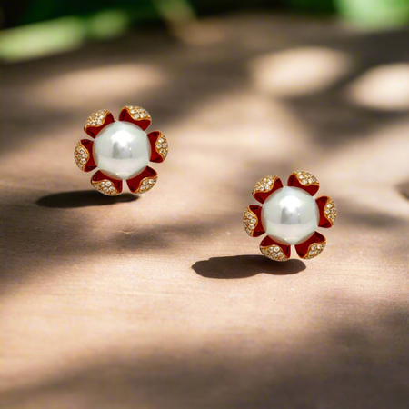 Pearl Blooming Flower Diamond Earring
