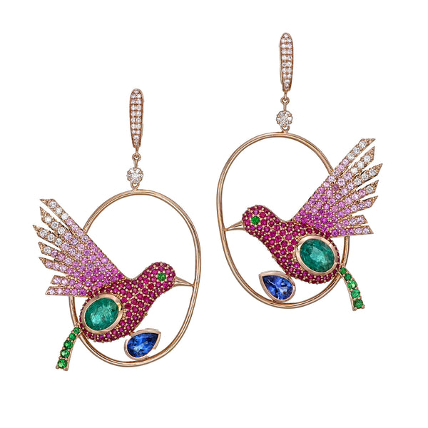 Scarlet Sunbird Earring