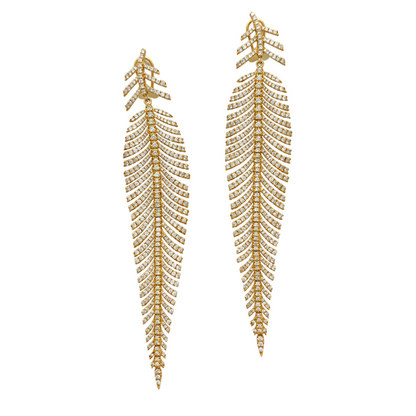 Feather Shoulder Duster Earrings In Gold
