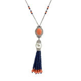 Sapphire Coral Tassel Necklace