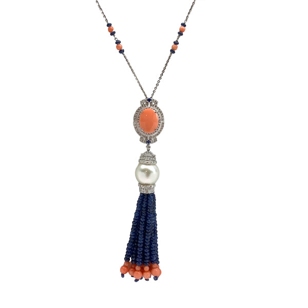 Cobalt Tassel Necklace