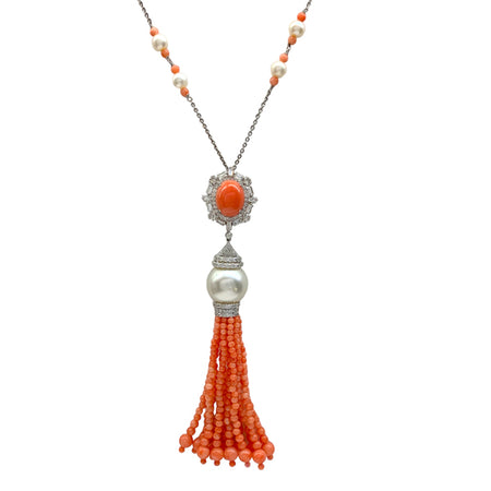 Coral Tassel Necklace