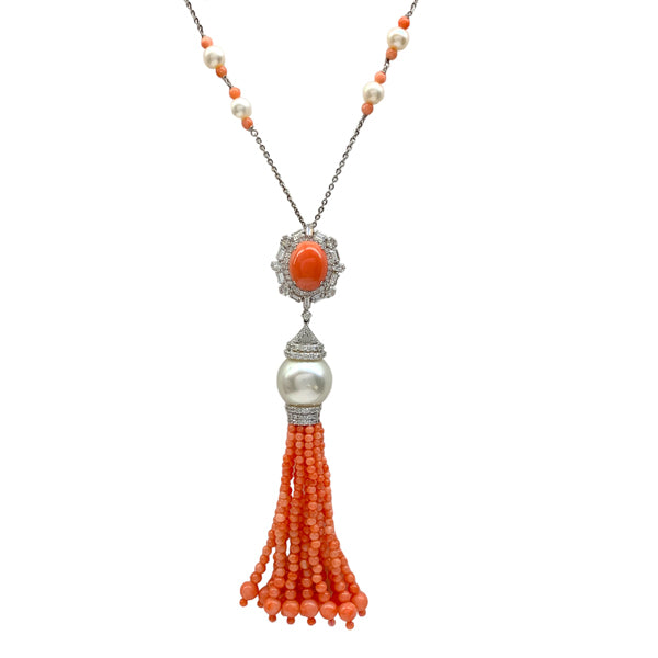Coral Tassel Necklace