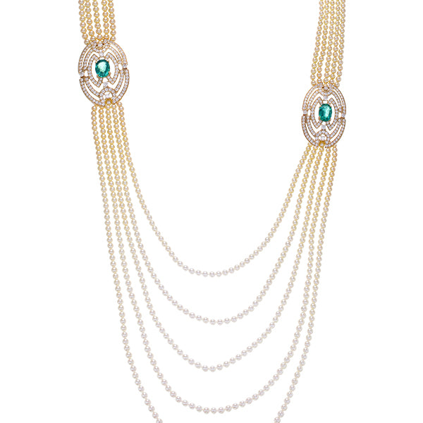 Emerald Akoya Pearl Strand Necklace