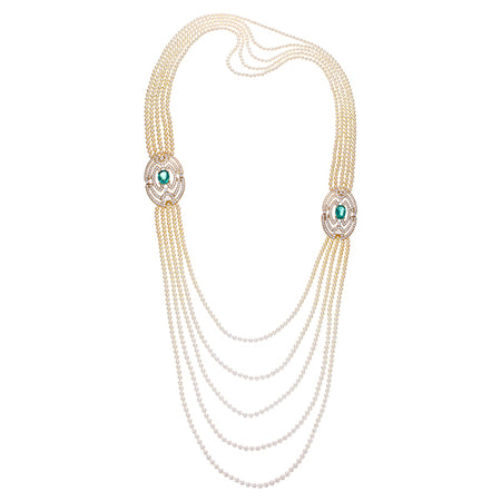 Emerald Akoya Pearl Strand Necklace