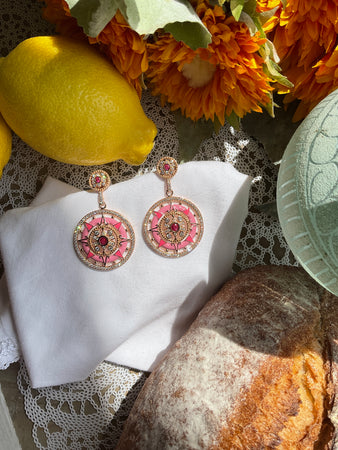 Pink Mandala Earring