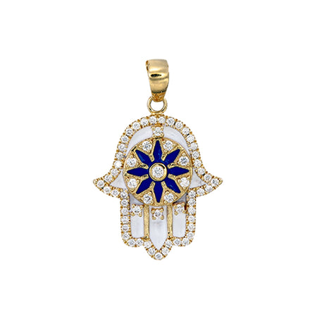 Navy Rumi Hamza Hand Necklace