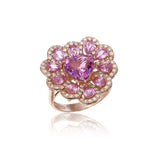 Pink Flower Heart Ring