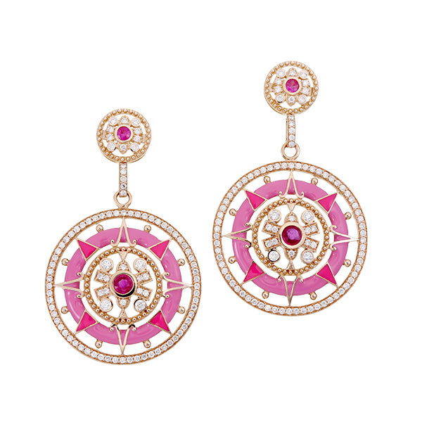 Pink Mandala Earring