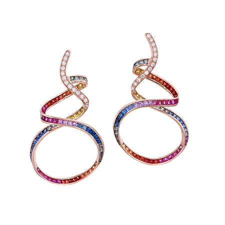 Rainbow Scribble Earring