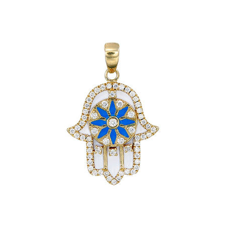 Turquoise Rumi Hamza Hand Necklace