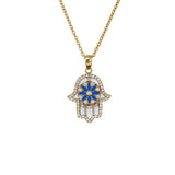 Turquoise Rumi Hamza Hand Necklace
