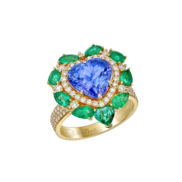 Tanzanite Emerald Love Ring