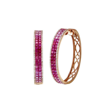 Double Ruby Hoops